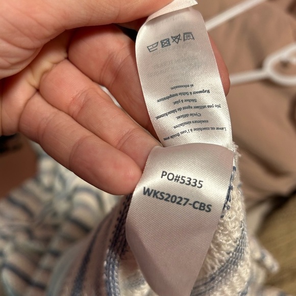 Faherty Pacifica Terry Stripe Hoodie Cream Azure Stripe XS - Picture 6 of 7